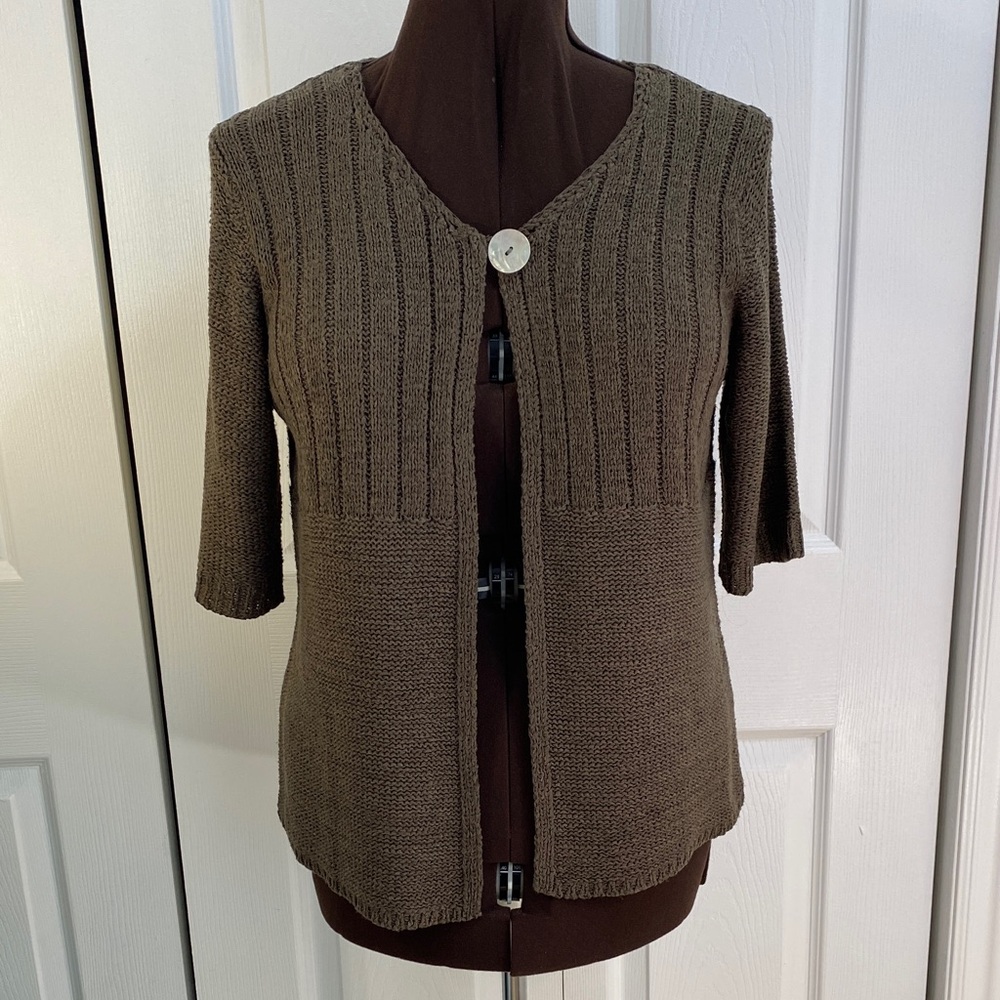 2 for $25 - Reitmans Cardigan Sweater Ribbed Texture Nylon Blend, Dark Brown, XL
